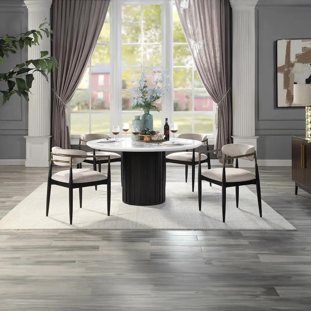 Jaramillo - Round Dining Table With Engineered Marble Top - Engineered Marble Top & Black by Unique Piece Furniture