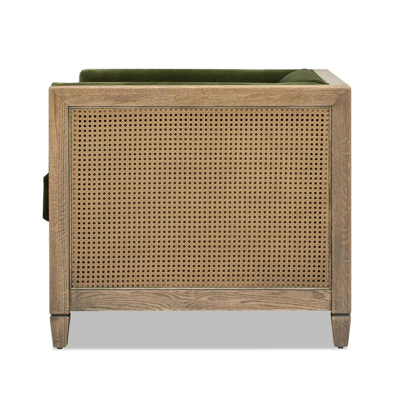 Georgia - Cane Tuxedo Armchair - Olive Green by HouseOfZazla