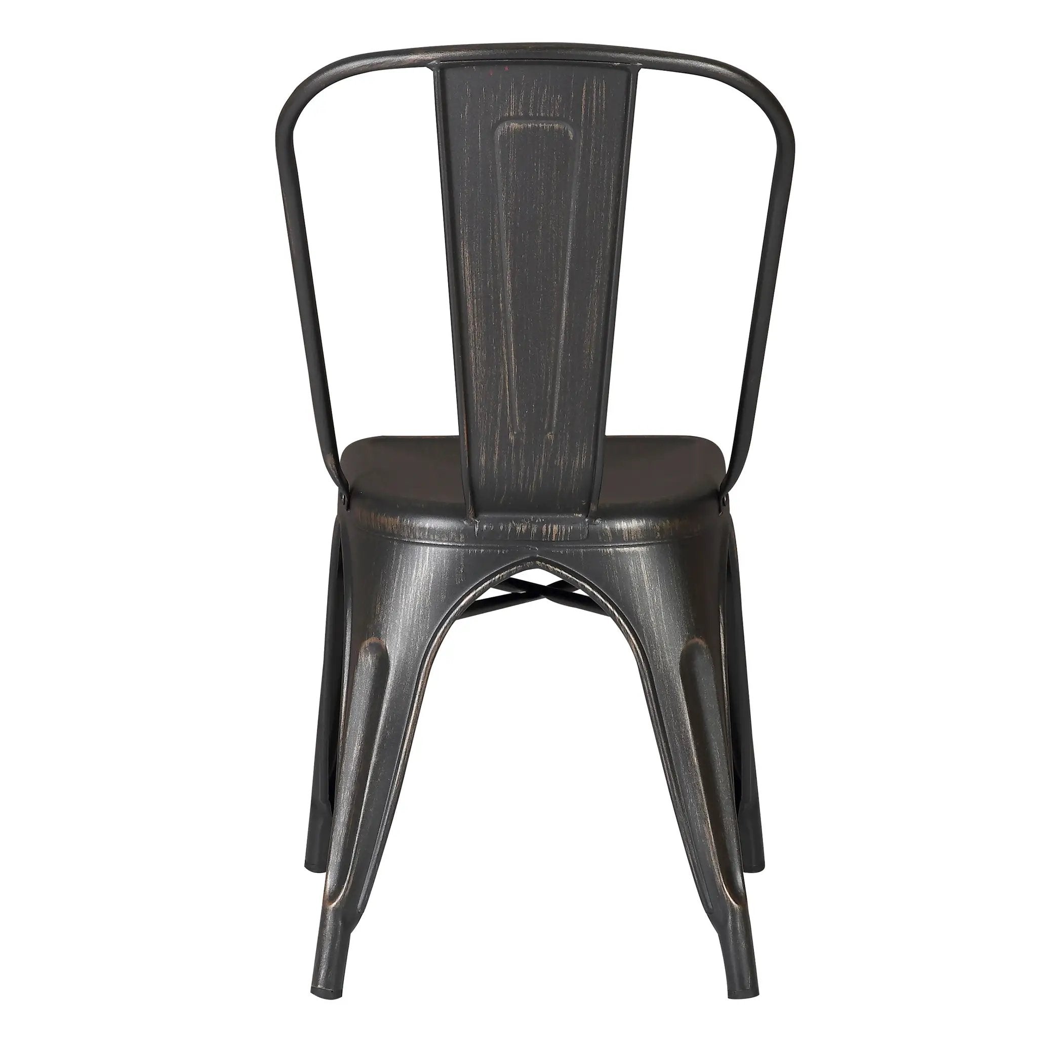 Set of 4 Stackable Metal Dining Chairs, Modern Industrial Slat Back by HouseOfZazla