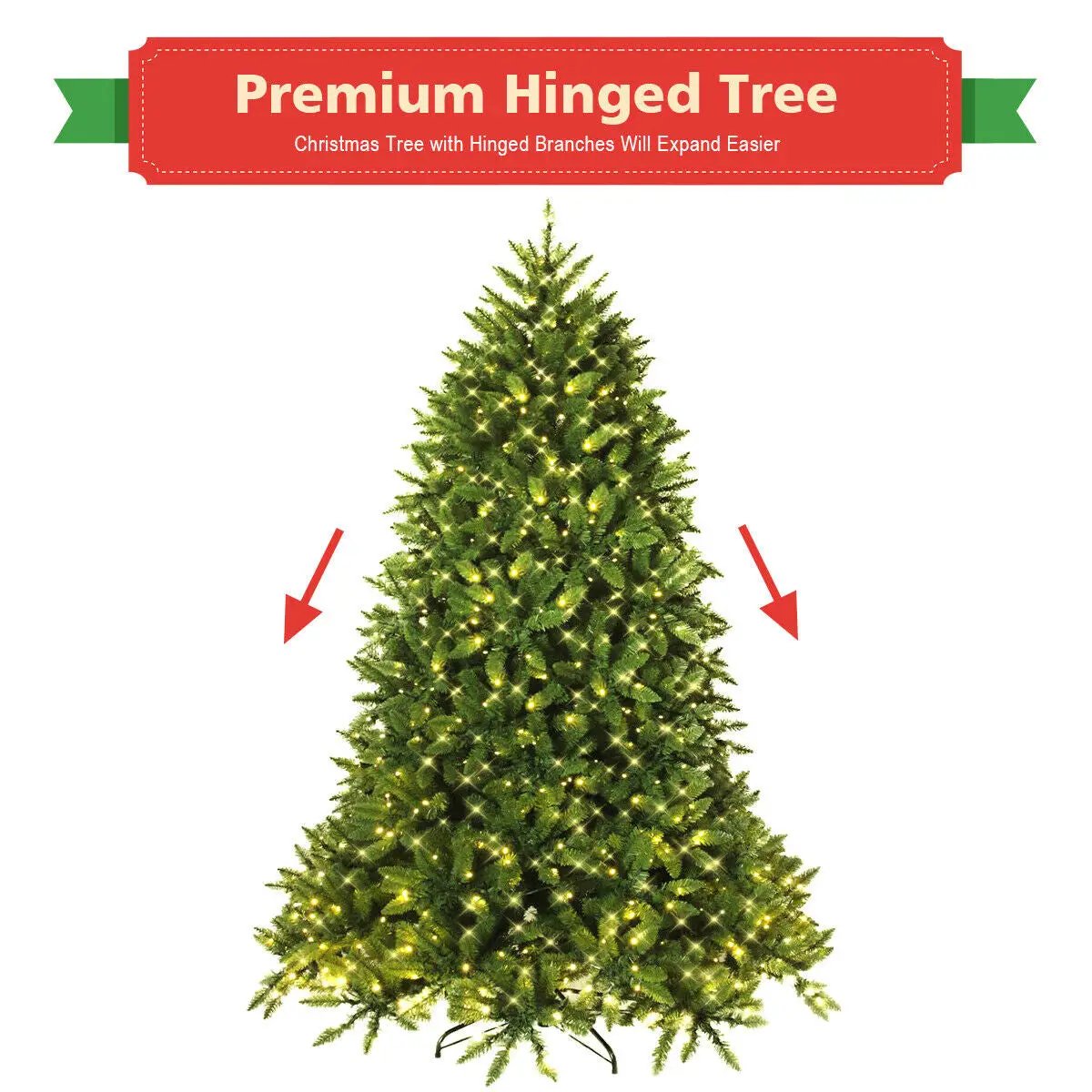 7.5 Feet Artificial Fir Christmas Tree with LED Lights and 1968 Branch Tips by DirectDeals