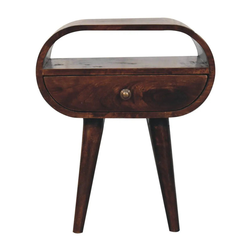 Circular Bedside Table With Open Slot - Walnut by HouseOfZazla