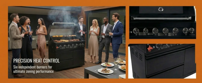 43" Black Six Burners Outdoor Kitchen Island Grill by Chery Industrial