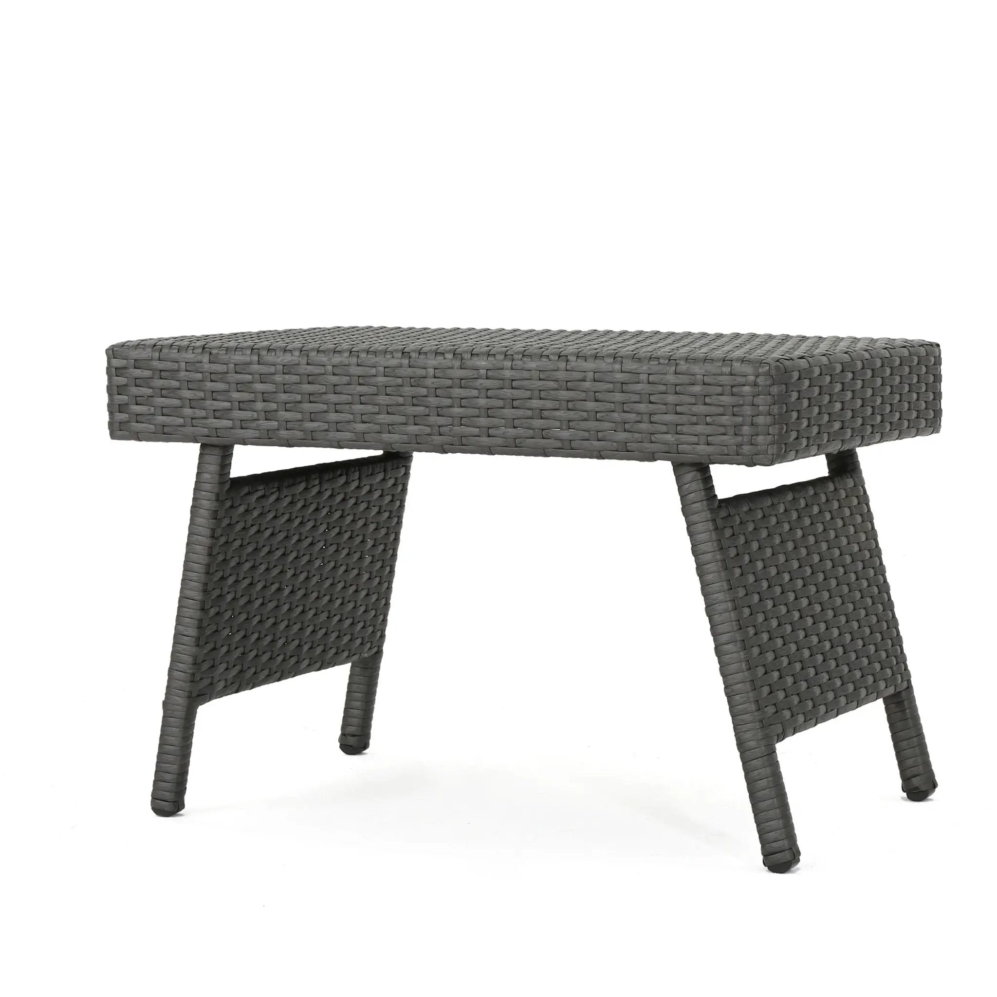 Outdoor Wicker Table With Rectangular Tabletop - Gray by HouseOfZazla