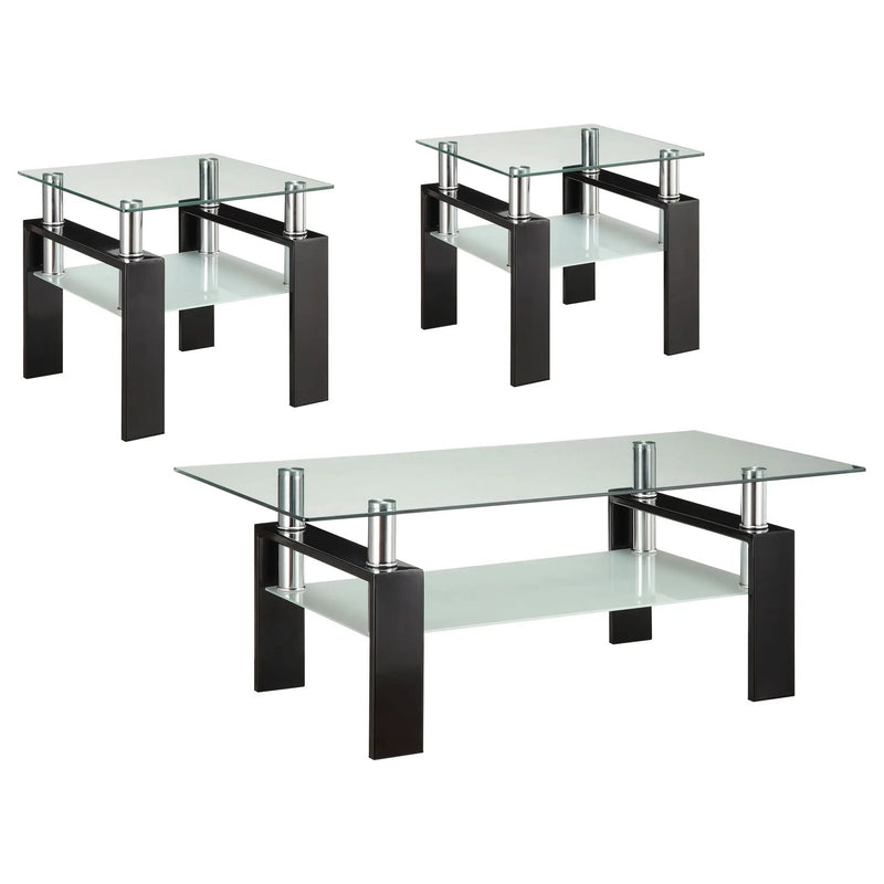 Dyer 3-piece Rectangular Coffee and End Table Set Black by Unique Piece Furniture