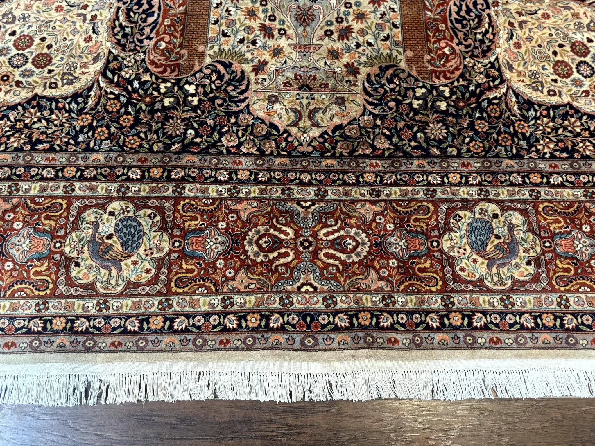 Wonderful Pak Persian Rug 9x12, Very Fine 260 KPSI, Floral Peacocks, Handmade Vintage Wool Rug by Jewel Rugs