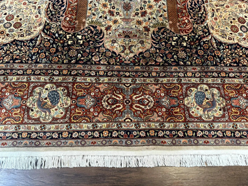 Wonderful Pak Persian Rug 9x12, Very Fine 260 KPSI, Floral Peacocks, Handmade Vintage Wool Rug by Jewel Rugs