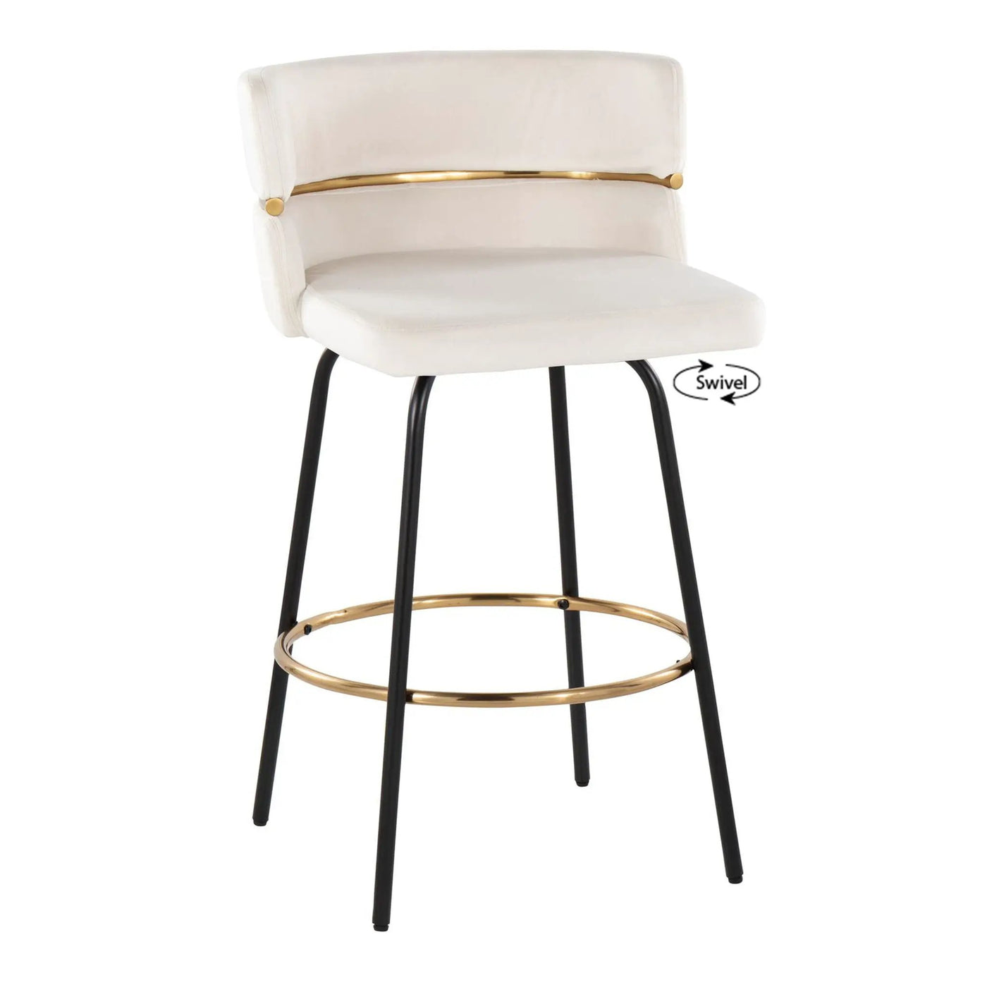 Cinch - Contemporary Fixed Height Counter Stool With Swivel & Round Footrest (Set of 2) by HouseOfZazla