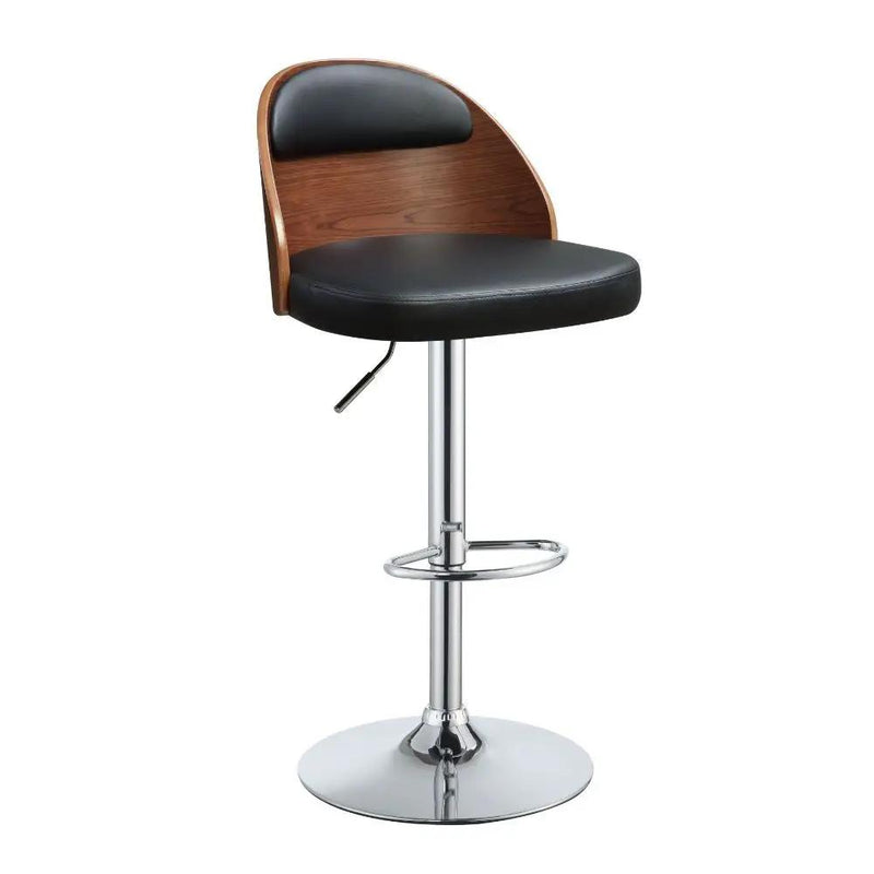 Camila - Adjustable Stool With Swivel - Black Synthetic Leather & Walnut by Unique Piece Furniture