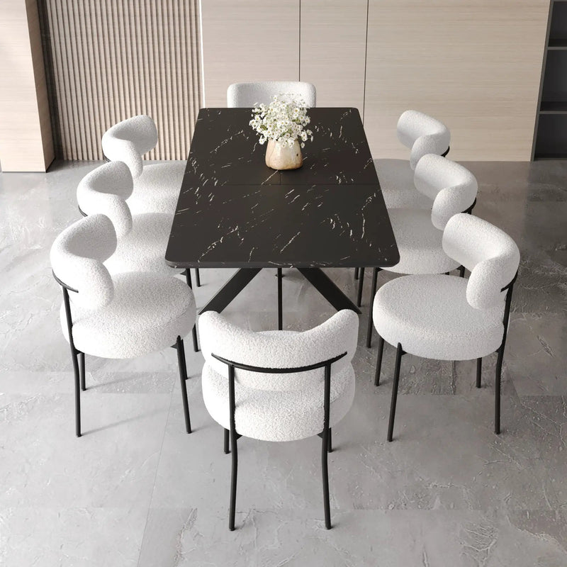 Extendable Dining Table Set With Curved Backrest Upholstered Chairs by HouseOfZazla