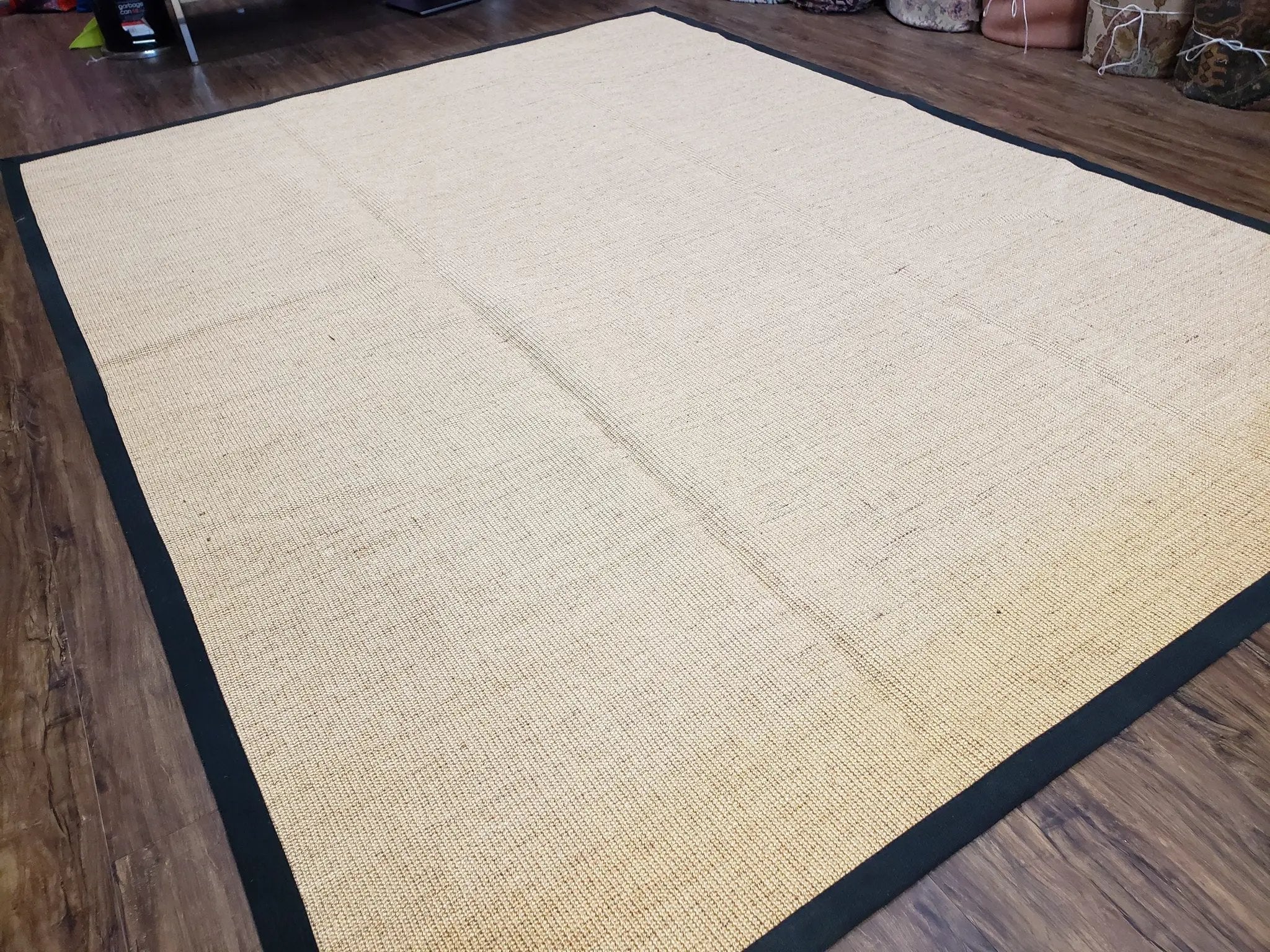 Jute Rug 8x10, Natural Jute Fiber Area Rug, Natural Sisal Area Rug with Black Border, 8x10 Carpet, Solid Jute Rug 8 x 10, Farmhouse Rug by Jewel Rugs