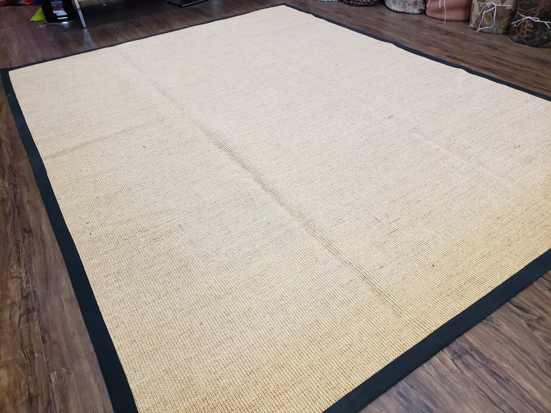 Jute Rug 8x10, Natural Jute Fiber Area Rug, Natural Sisal Area Rug with Black Border, 8x10 Carpet, Solid Jute Rug 8 x 10, Farmhouse Rug by Jewel Rugs