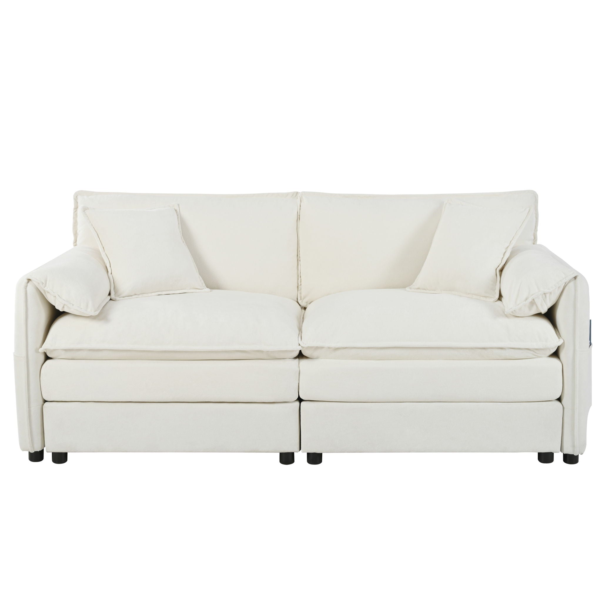 Modern Comfy Deep Seat Modular Sectional Sofa Cloud Couch With Ottoman by HouseOfZazla
