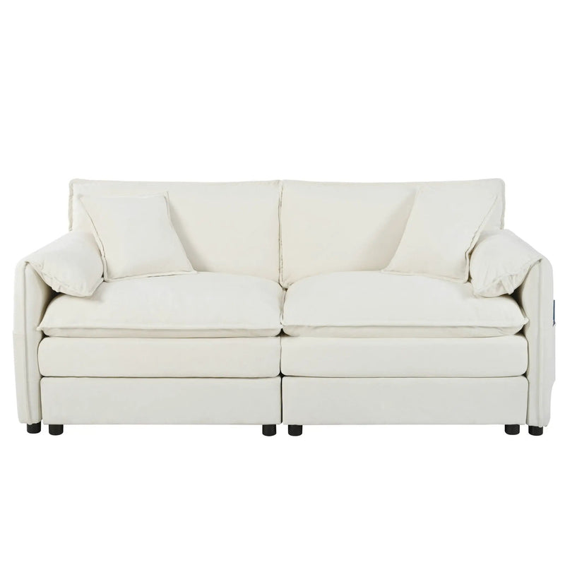 Modern Comfy Deep Seat Modular Sectional Sofa Cloud Couch With Ottoman by HouseOfZazla