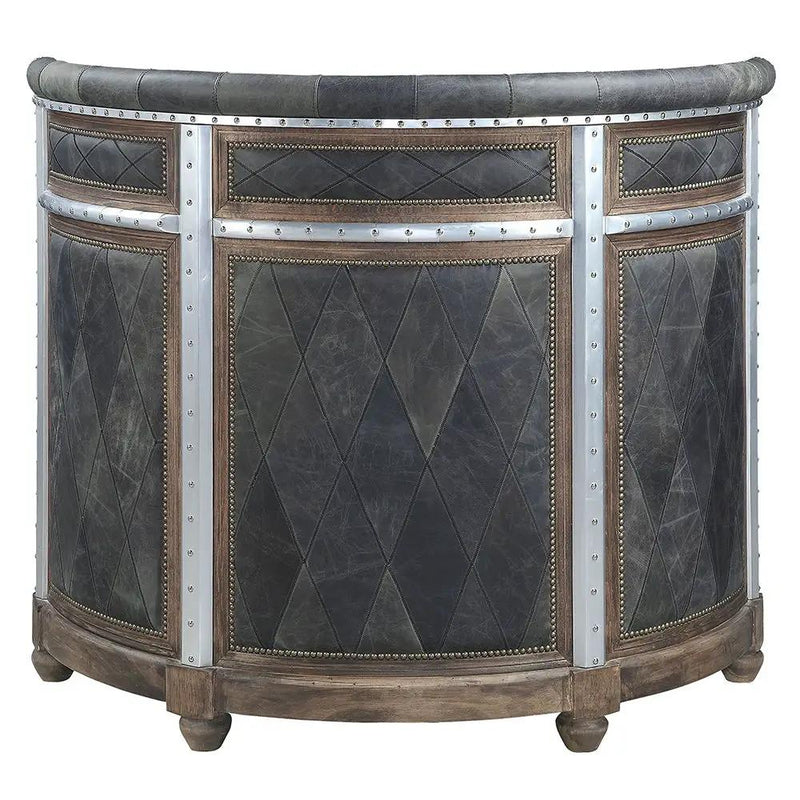 Rahma - Bar Table - Antique Ebony Top Grain Leather & Aluminum by Unique Piece Furniture
