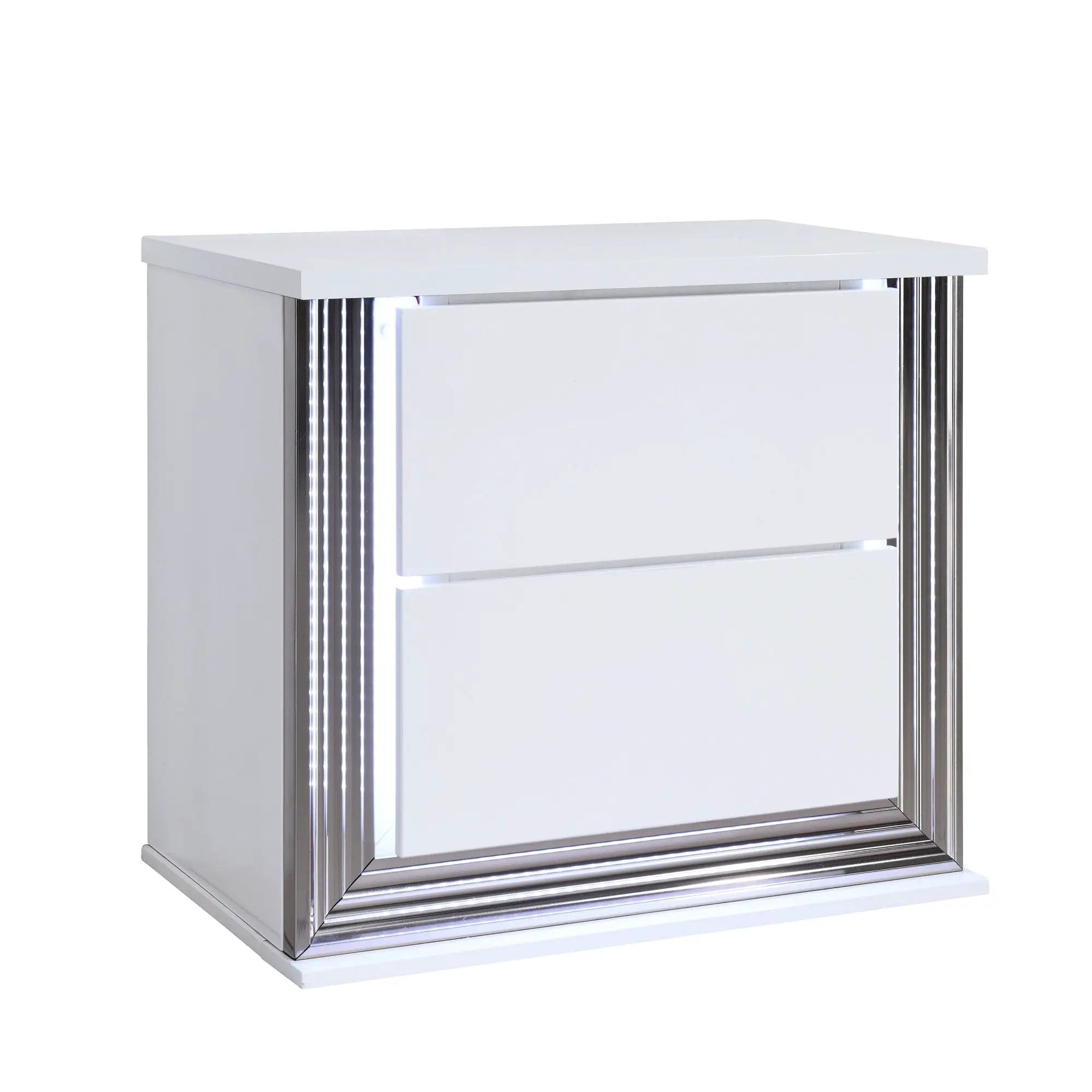 Moon - Smooth Nightstand With LED - White by Unique Piece Furniture