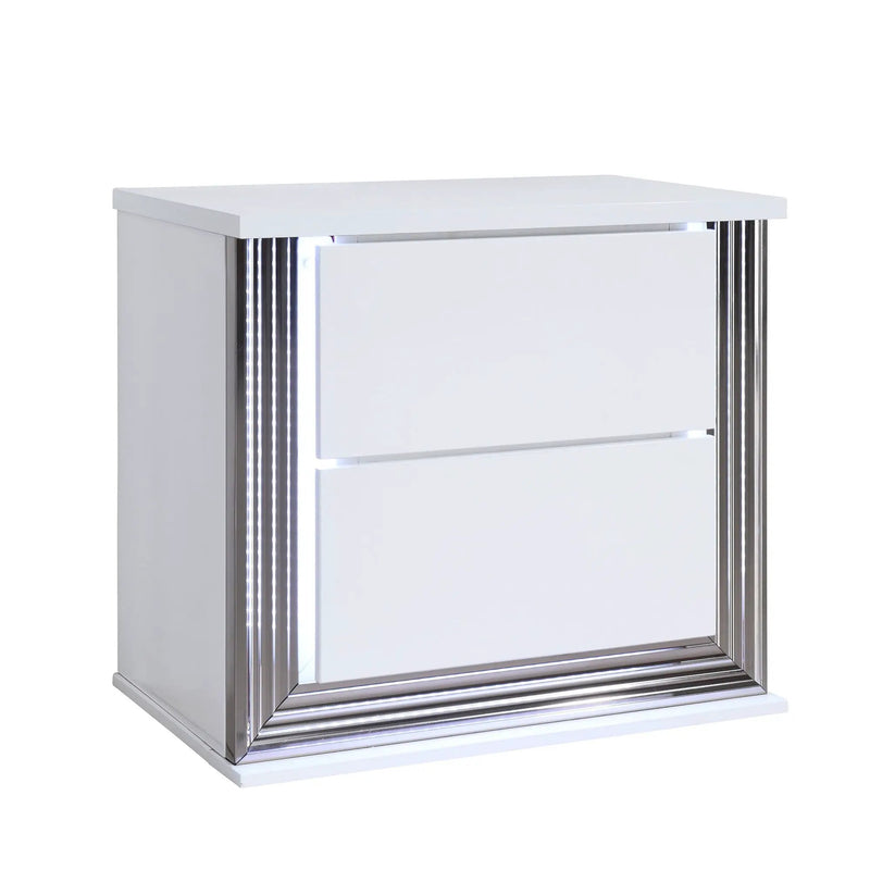 Moon - Smooth Nightstand With LED - White by Unique Piece Furniture