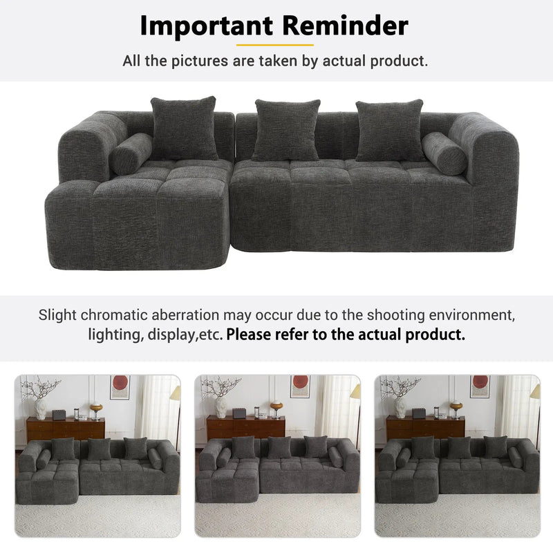 Sectional Free Combined Sofa With 2 Side Pockets by HouseOfZazla