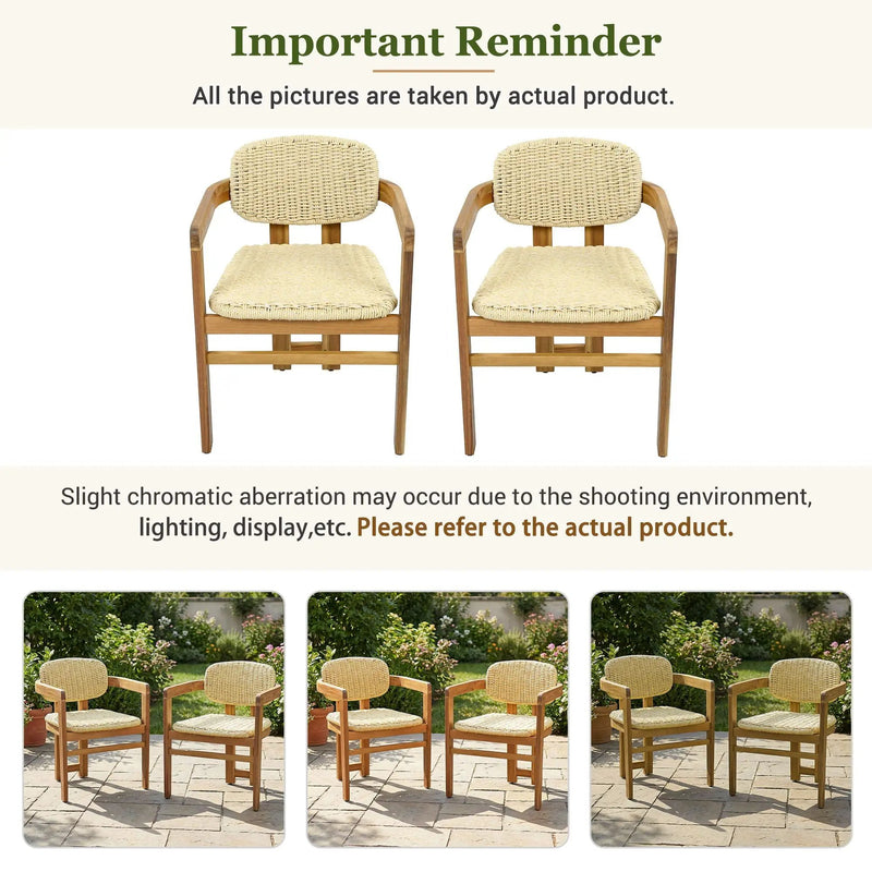 Outdoor Accent Armchairs For Patio (Set of 2) - Natural / Teak by HouseOfZazla