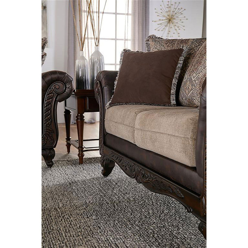 Brookridge - Rolled Arm Loveseat Sofa With Upholstery - Brown by HouseOfZazla
