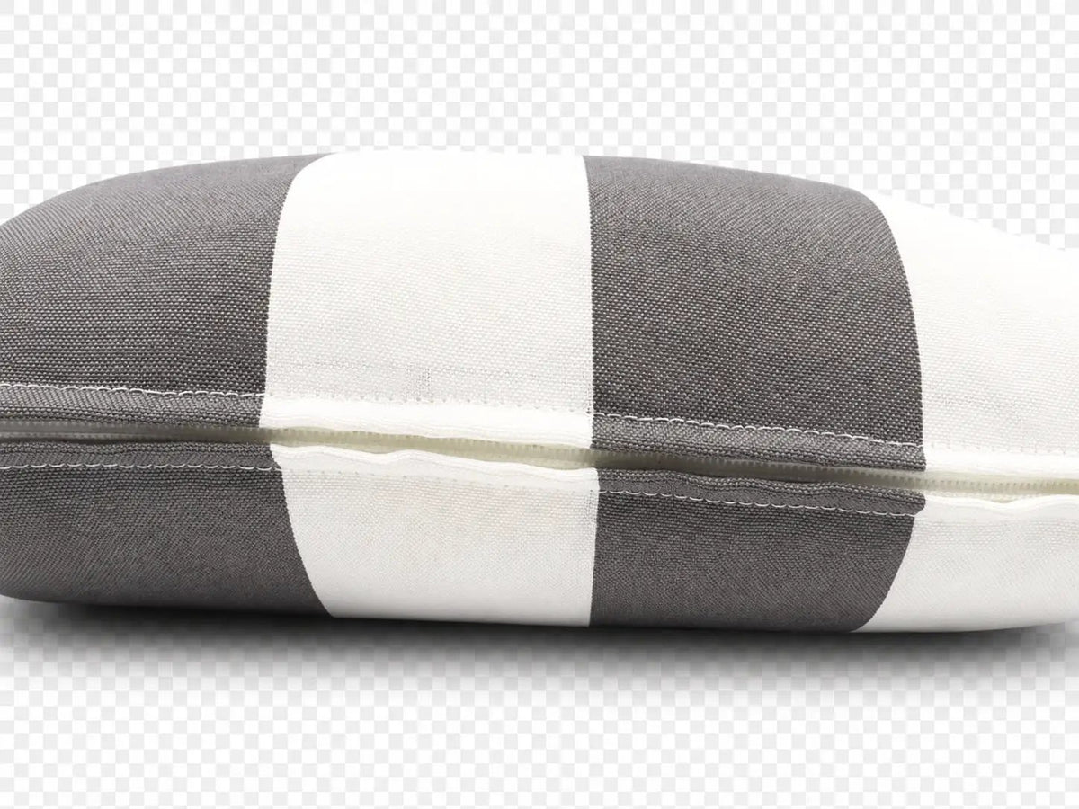 4 Pack Outdoor Lumbar Pillow with Inserts - Gray/White Striped by HouseOfZazla
