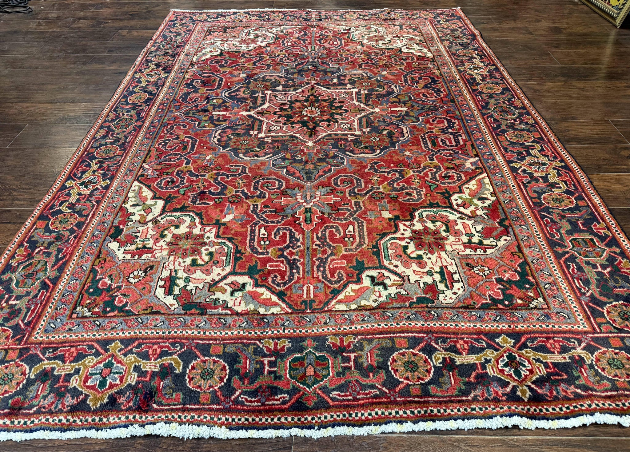 Persian Heriz Rug 6.6 x 9, Geometric Wool Persian Carpet by Jewel Rugs