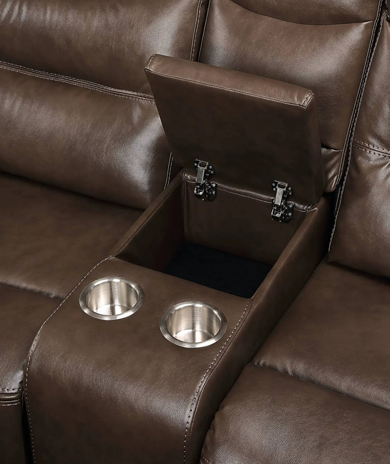 Aashi - Leather Gel Match Recliner Sofa - Brown by Unique Piece Furniture