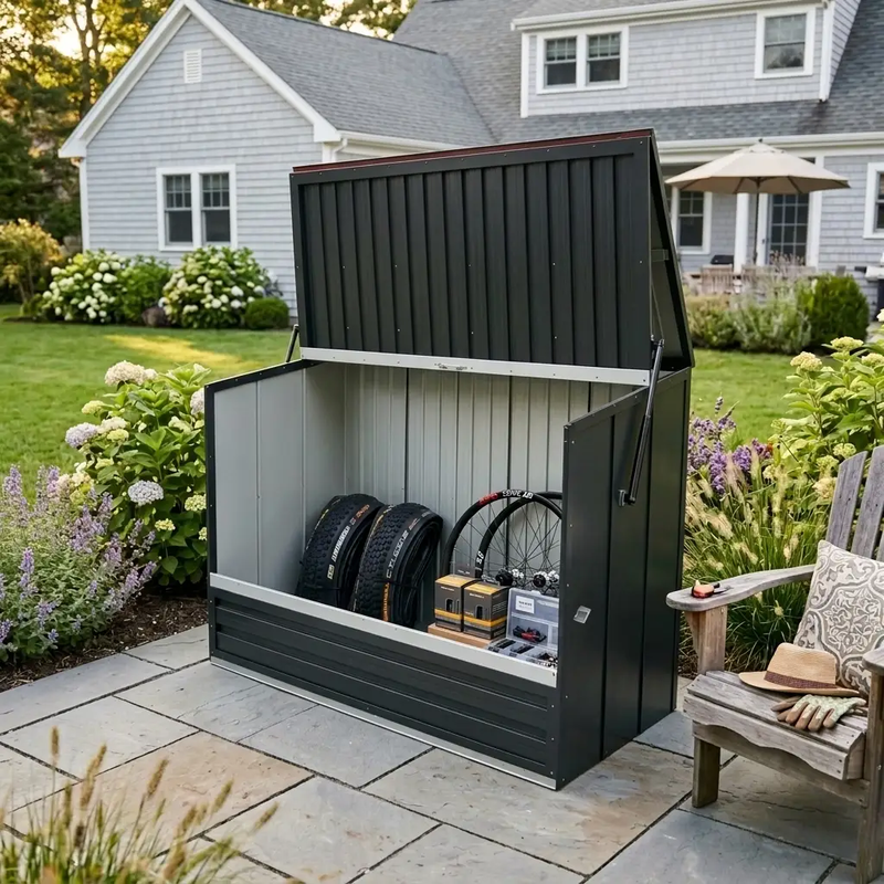 Outdoor Galvanated Steel Storage Shed with Flip Top and Foldable Front Door by HouseOfZazla
