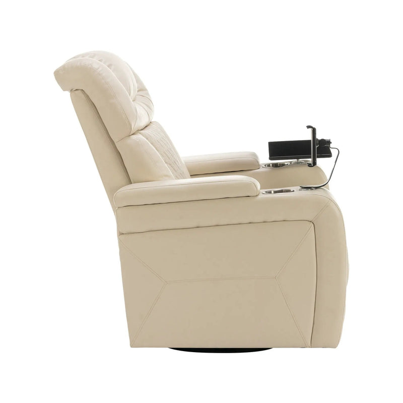 270 Degree Swivel Power Recliner With Tray Table, Phone Holder, Cup Holder, USB Port by HouseOfZazla