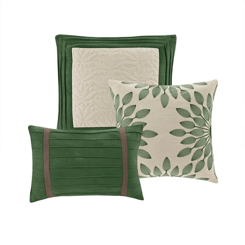 7 Pc Faux Suede Comforter Set Green Queen by HouseOfZazla
