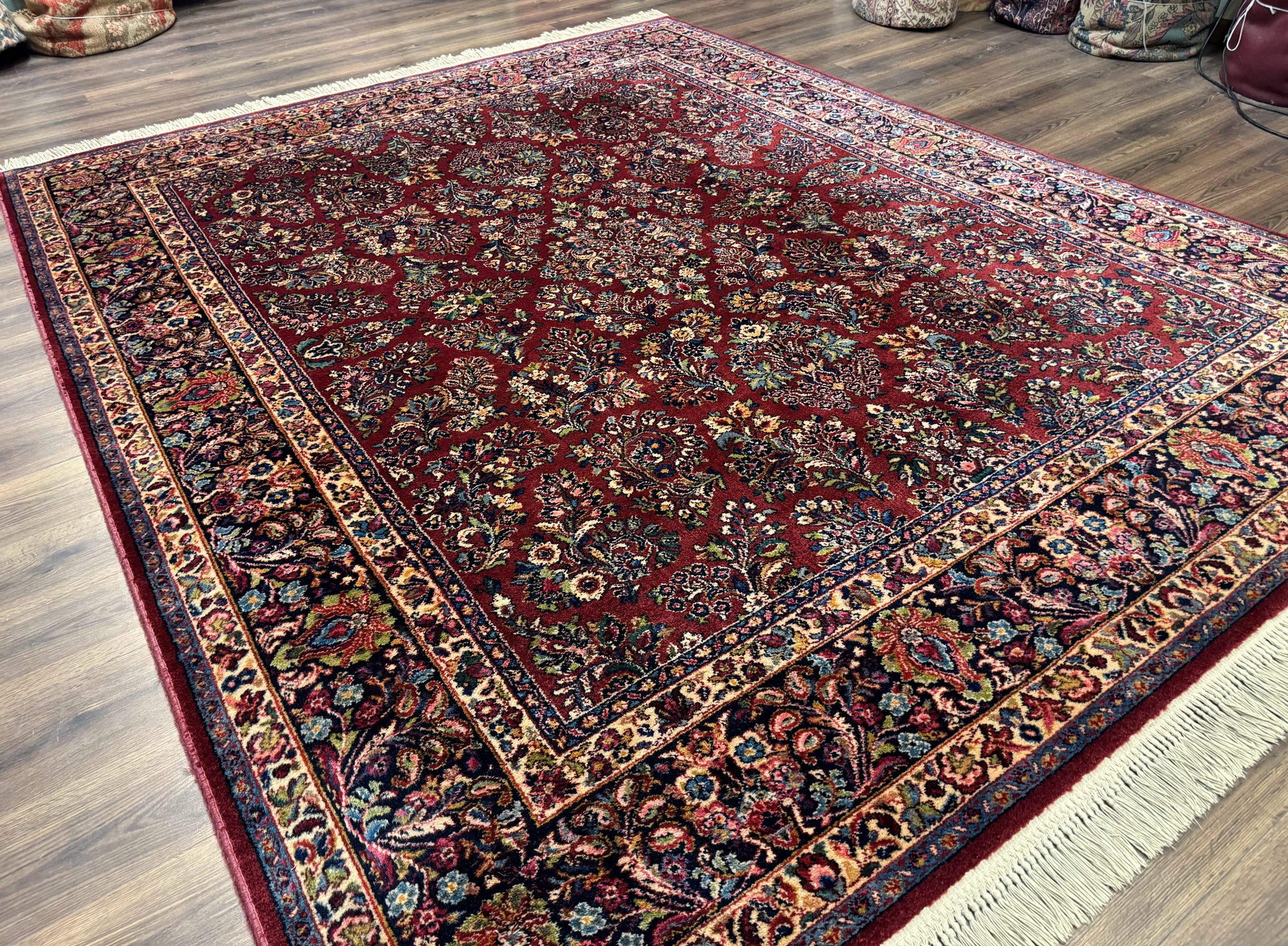8.8 x 10.6 Karastan Red Sarouk Rug #785, Wool Pile Original 700 Series by Jewel Rugs