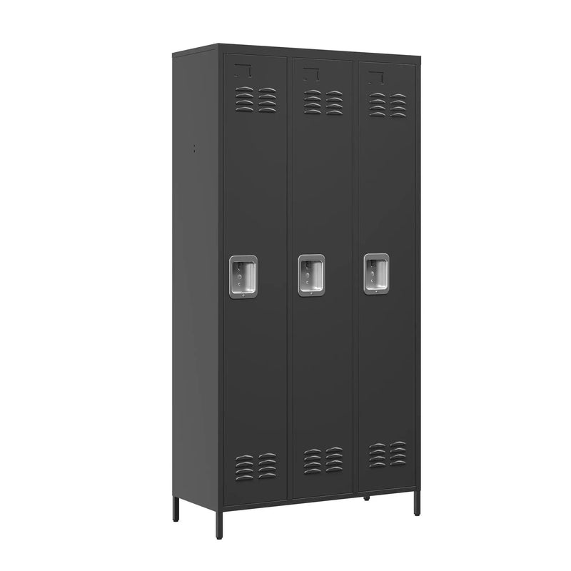 Storage Locker Cabinet With Locks For Employees, Home Gym Office School Garage - Black by Unique Piece Furniture