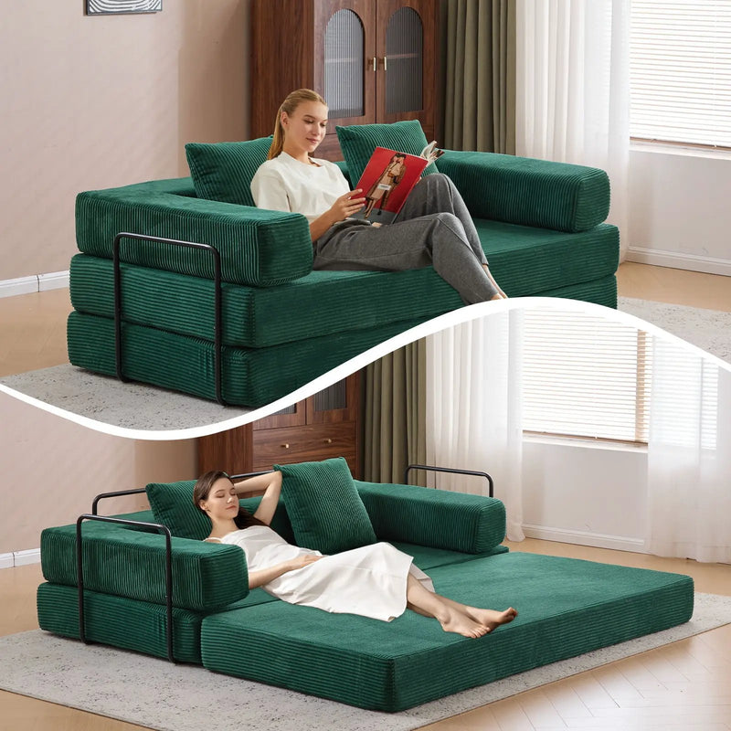 Floor Couch, Convertible Floor Sofa Bed With Pillow Back Support Armrest by HouseOfZazla