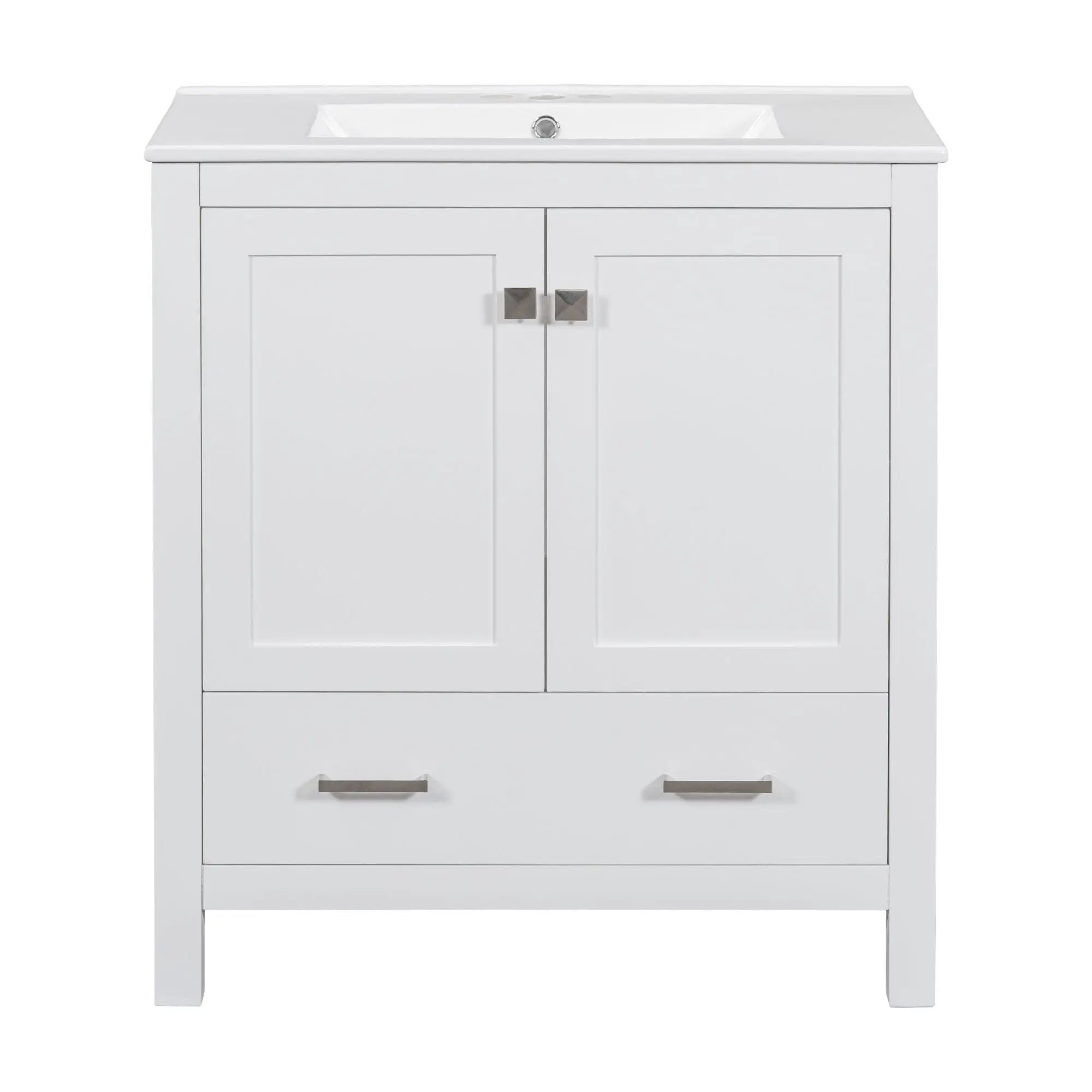 Bathroom Vanity With Single Sink, Combo Cabinet Undermount Sink, Bathroom Storage Cabinet With Two Doors And A Drawer, Soft Closing, Multifunctional Storage, Solid Wood Frame by Unique Piece Furniture