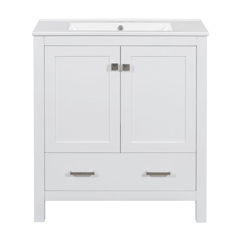 Bathroom Vanity With Single Sink, Combo Cabinet Undermount Sink, Bathroom Storage Cabinet With Two Doors And A Drawer, Soft Closing, Multifunctional Storage, Solid Wood Frame by Unique Piece Furniture