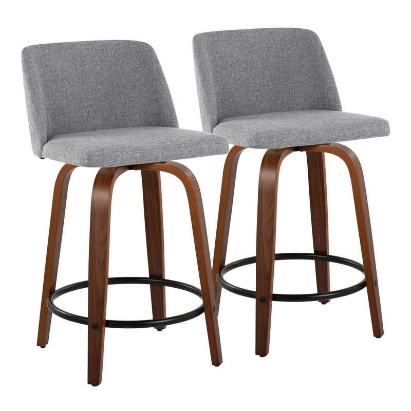 Toriano - Mid Century Modern, Fixed Height Counter Stool & Swivel And Round Footrest (Set of 2) by HouseOfZazla