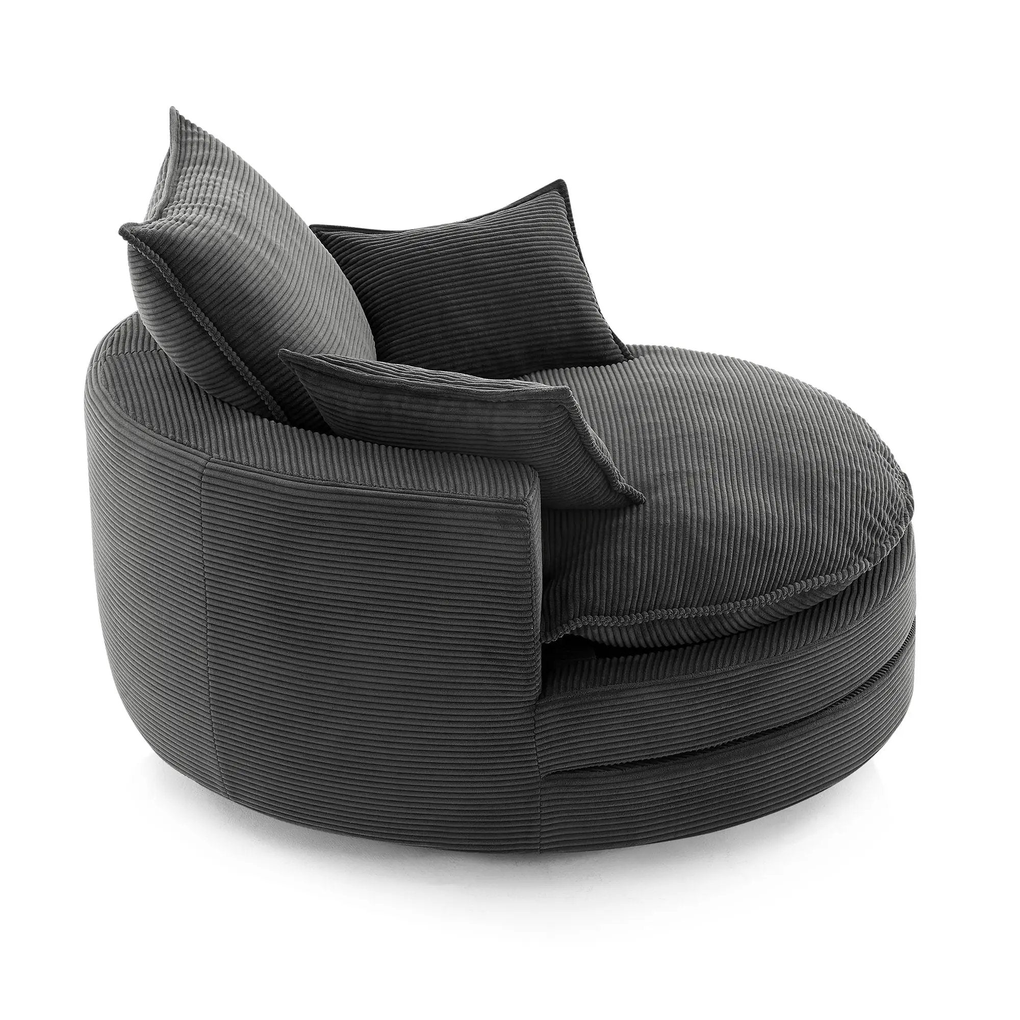 360° Swivel Accent Barrel Chair With Dual Layer Cushion And 3 Removable Pillows by HouseOfZazla