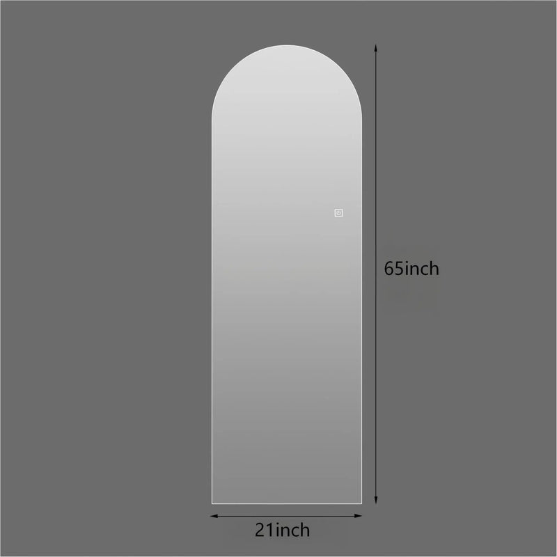 LED Full Length Wall Mirror With Symmetrical Arch Design, 3 Color Dimmable Lighting - Silver by HouseOfZazla