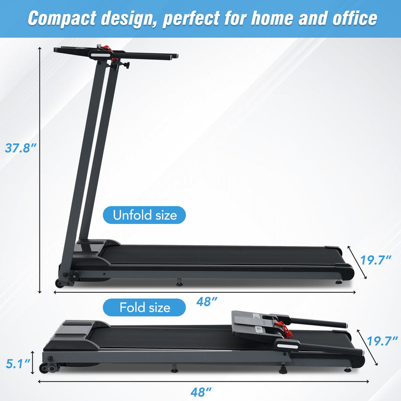 Folding Walking Pad Treadmill For Home With Incline 0.5 7.5Mph - Black by HouseOfZazla
