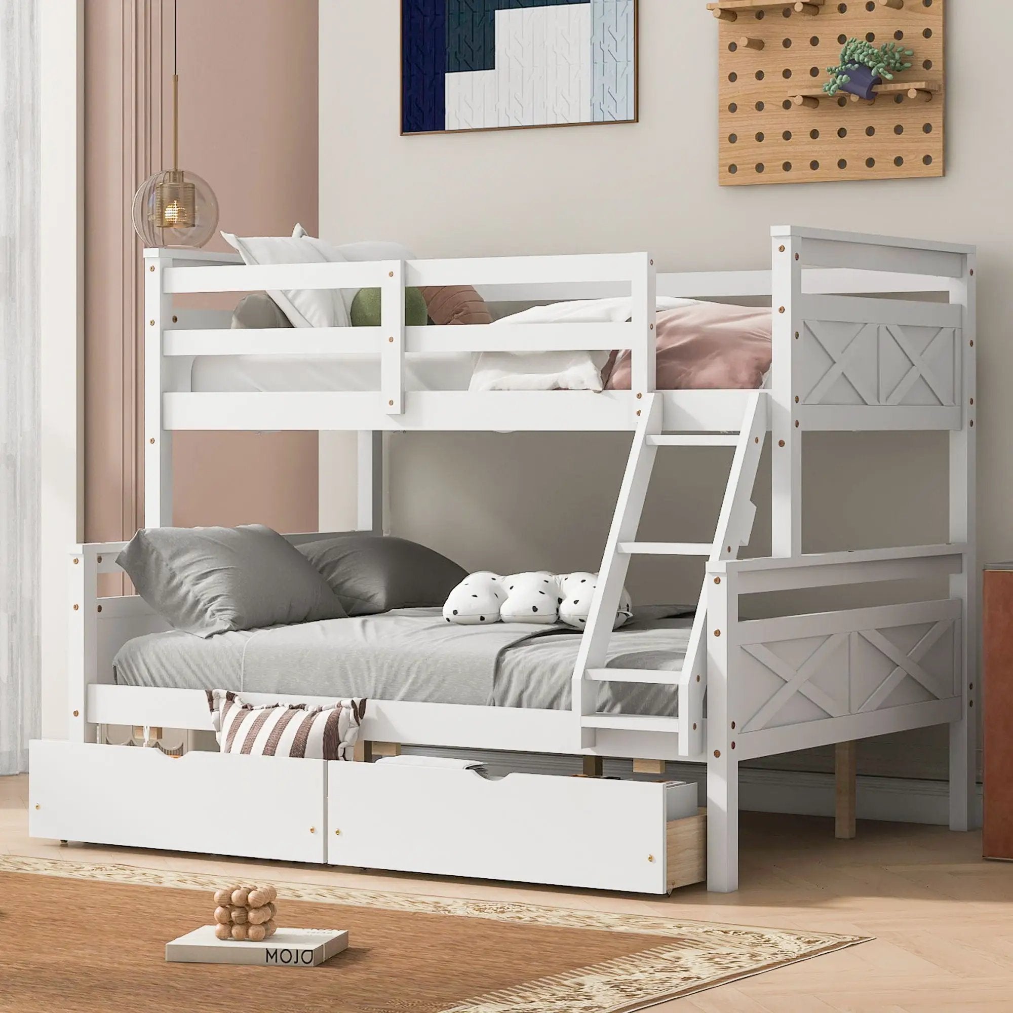 Bunk Bed With Ladder And Safety Guardrail by Unique Piece Furniture