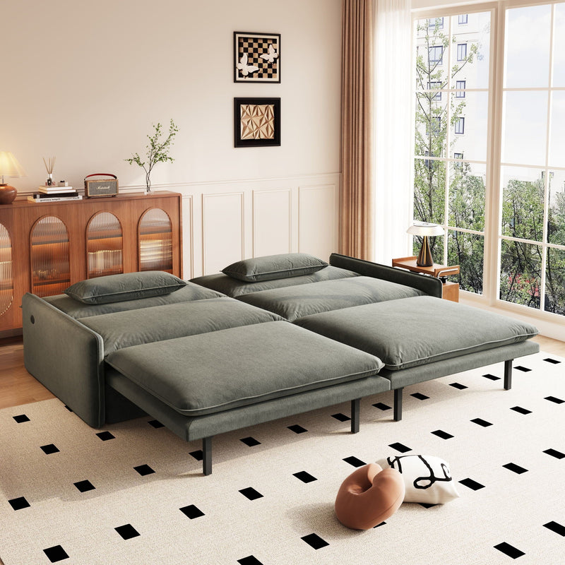 4 Seat Convertible Sleeper Sofa Bed, Modern With Storage by HouseOfZazla