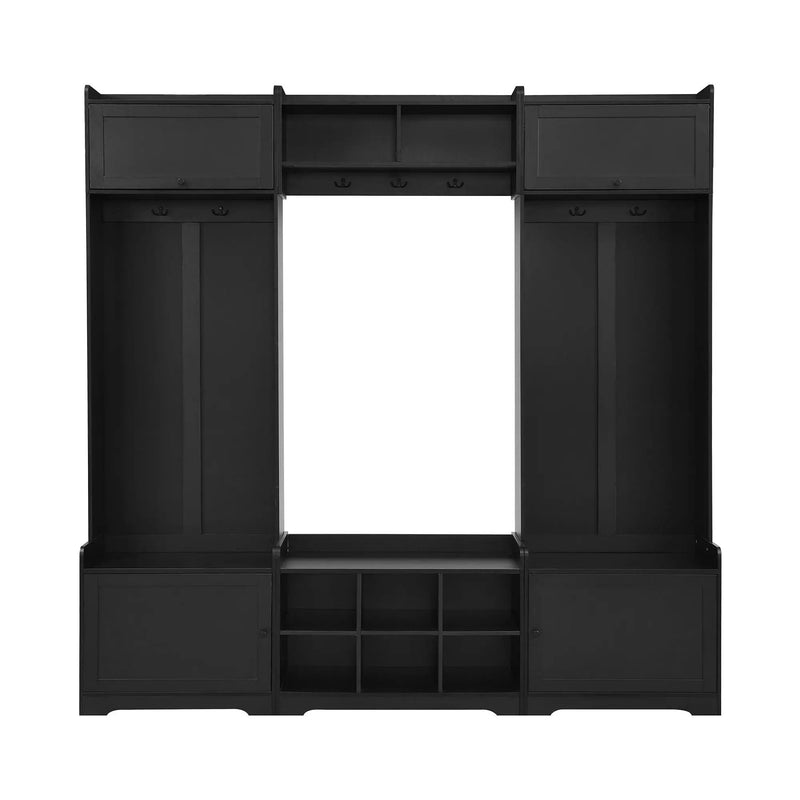 Wide Hall Tree With Shoe Storage, 4 In 1 Entryway Bench by HouseOfZazla