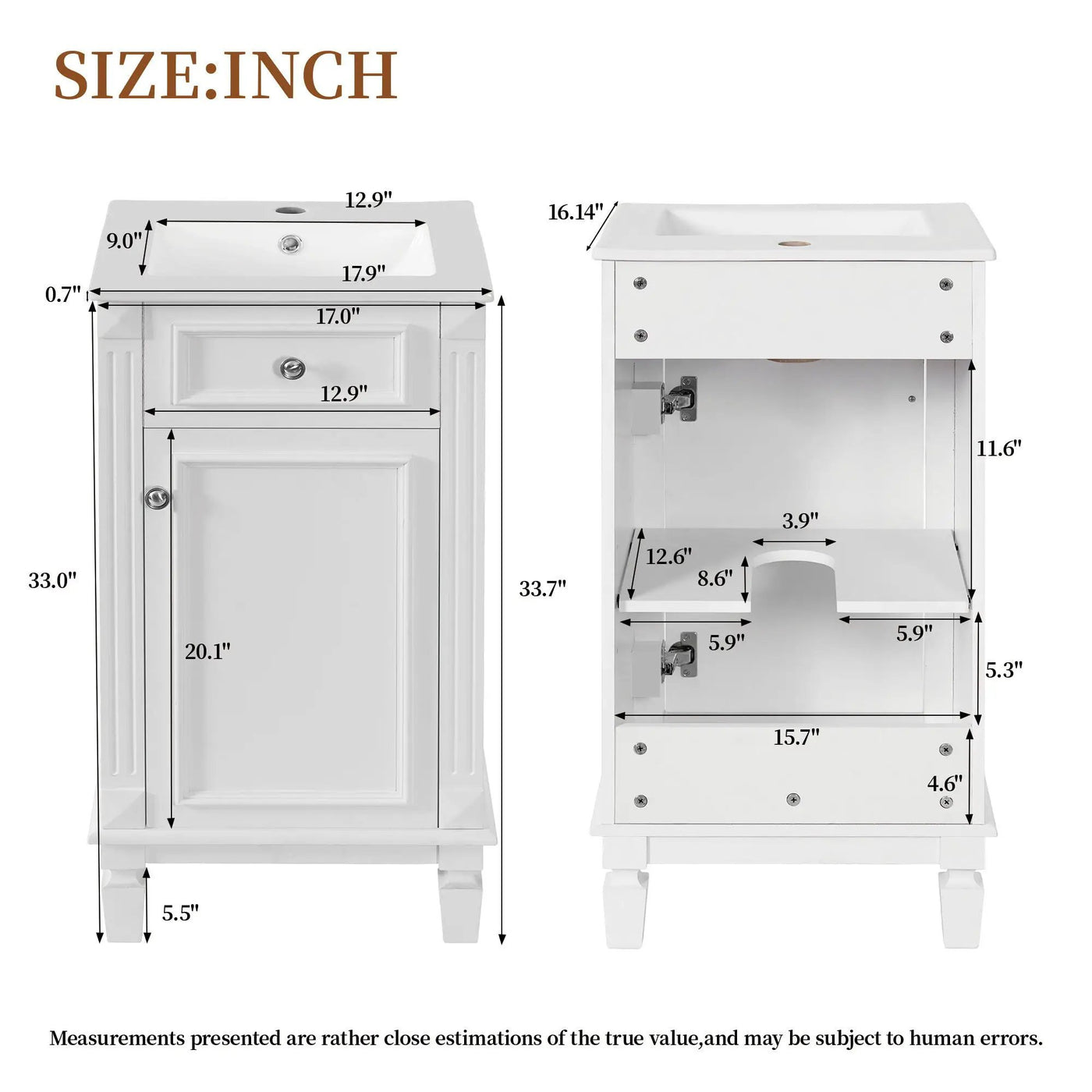 Bathroom Vanity With Sink, Soft-Closing Door, Adjustable Shelf by Unique Piece Furniture