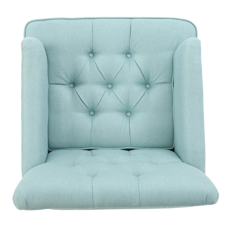 Harrison Tufted Club Chair with Button Tufted Back and Birch Wood Legs by HouseOfZazla