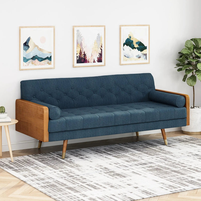 Aidan Mid Century Modern Tufted Fabric Sofa by HouseOfZazla