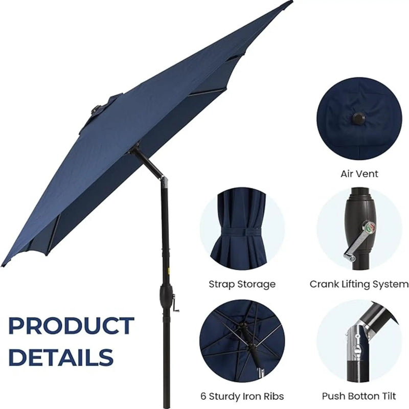 Rectangular Patio Umbrella With Crank Tilt, Polyester UV-Resistant Canopy by HouseOfZazla