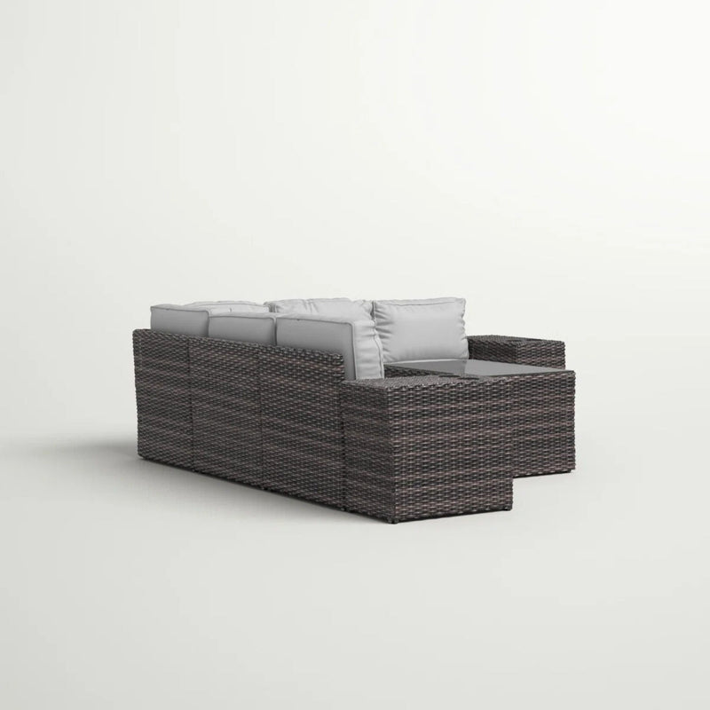 Modern Patio Rattan Sectional Set With Cushions by HouseOfZazla