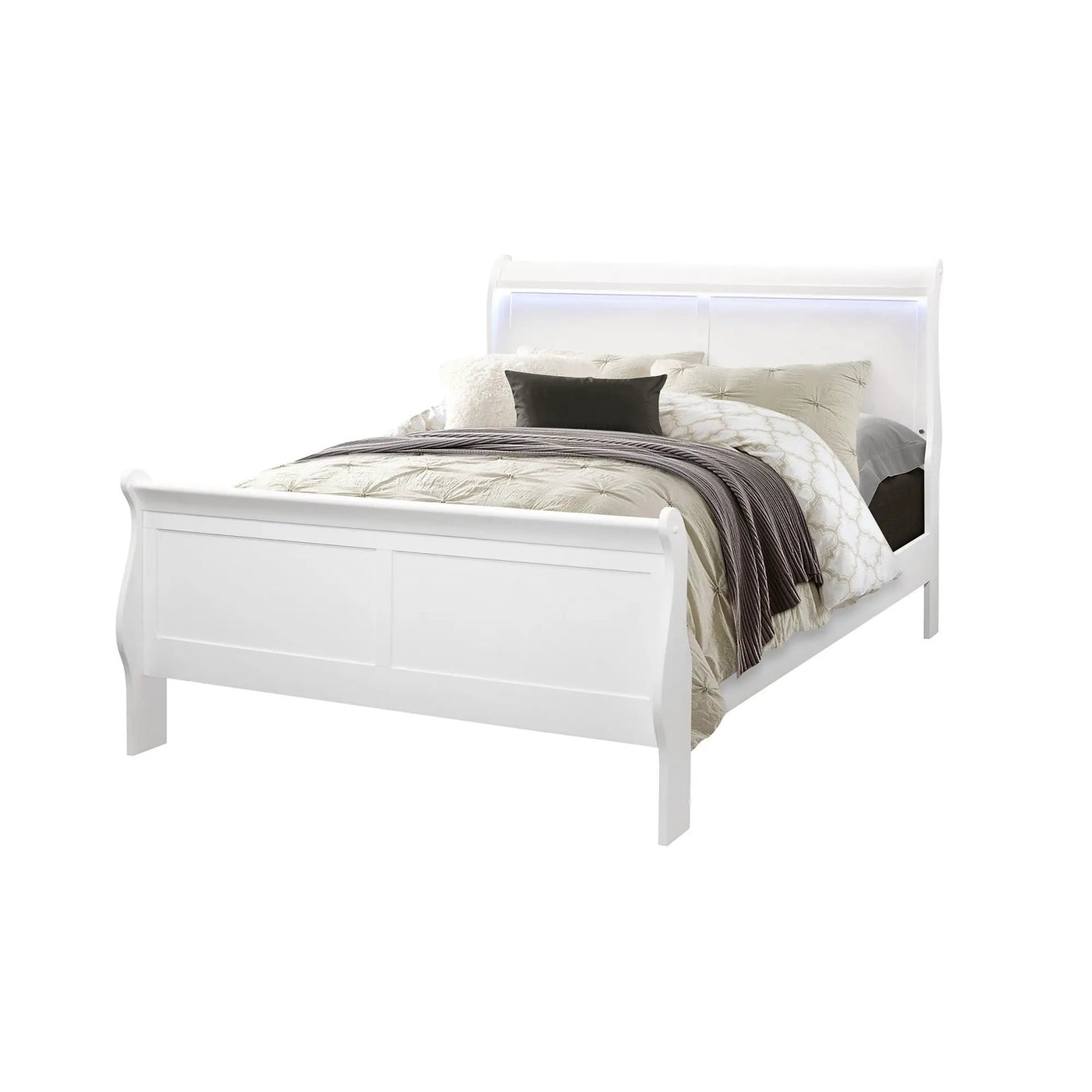 Charlston - Modern Sleigh Design Bed With LED by HouseOfZazla