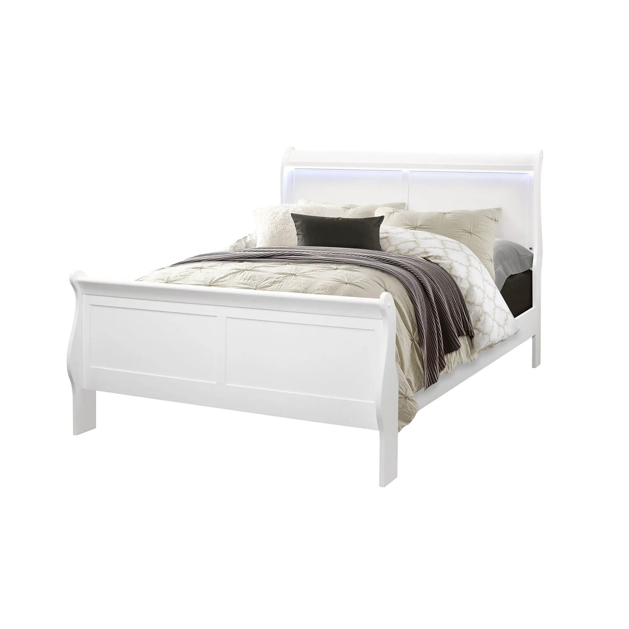 Charlston - Modern Sleigh Design Bed With LED by Unique Piece Furniture