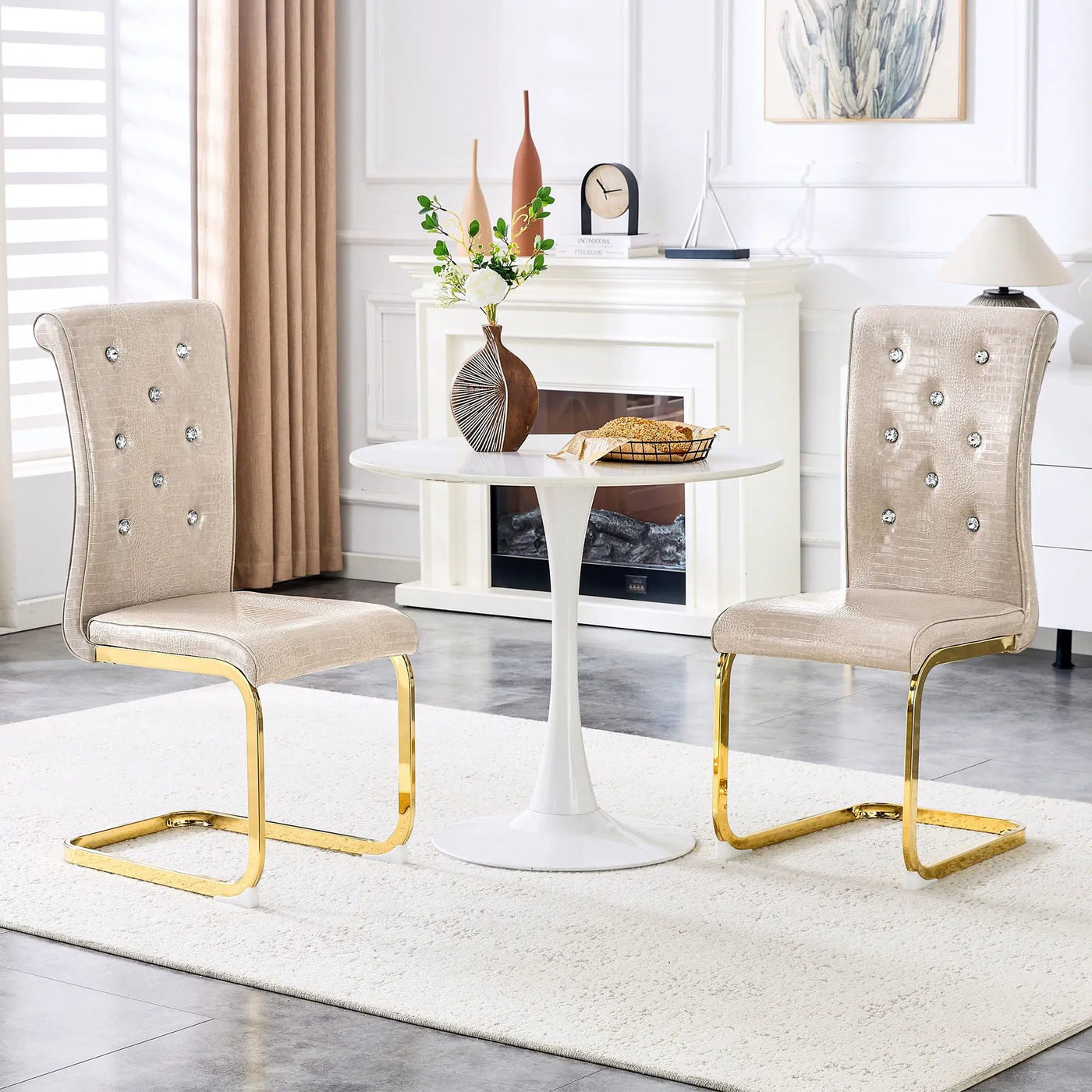Elegant Design Alligator Skin Upholstered Dining Chairs by Unique Piece Furniture