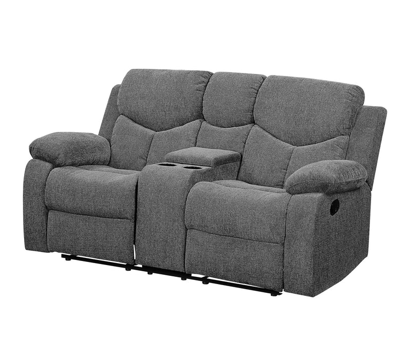 Kalen - Chenille Loveseat With Console - Gray by HouseOfZazla